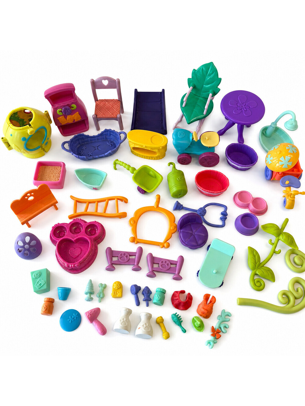 Littlest Pet Shop LPS 50 Pc Accessory Lot Furniture Playset Hasbro Vintage Toys